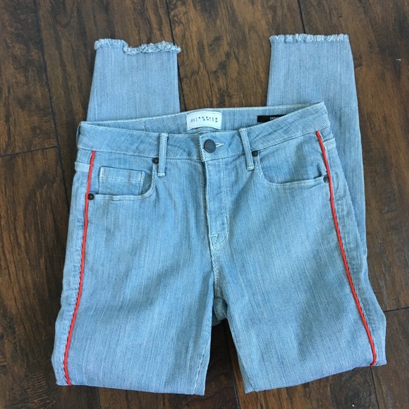 Parker Smith | Skinny Step-Hem Mid-Rise stripe Jeans - Picture 8 of 13